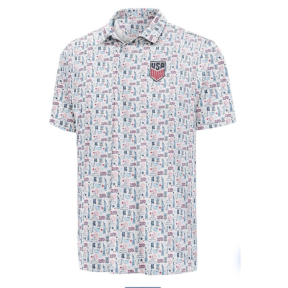 Antigua Freedom Polo Mens Small White USA 250 Patriotic NWT 106746